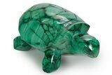 Flowery Malachite Turtle Carving - DR Congo #349305-1